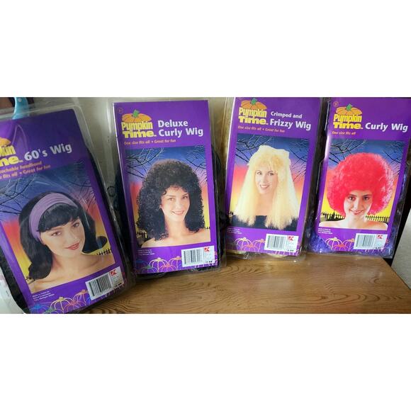 Vintage Pumpkin Time Halloween Wig Crimped Curly 60's & Extras Lot See Pictures - Picture 11 of 15